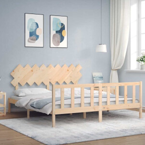 vidaXL Bedframe met hoofdbord massief hout