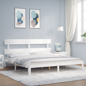vidaXL Bedframe zonder matras massief grenenhout wit 200x200 cm