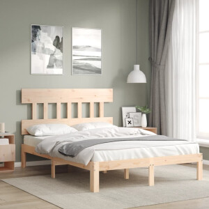 vidaXL Bedframe met hoofdbord massief hout