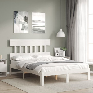 vidaXL Bedframe zonder matras massief grenenhout wit 140x200 cm