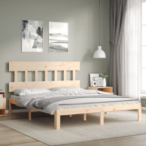 vidaXL Bedframe met hoofdbord massief hout