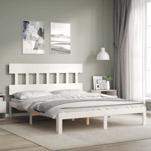 vidaXL Bedframe zonder matras massief grenenhout wit 160x200 cm