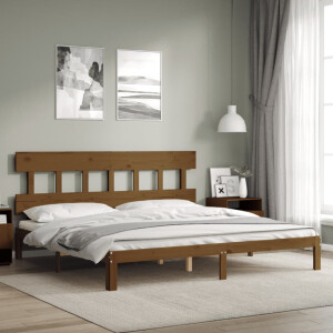 vidaXL Bedframe met hoofdbord massief hout honingbruin 200x200 cm