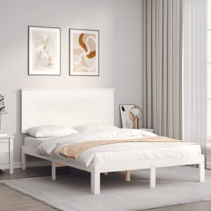 vidaXL Bedframe zonder matras massief grenenhout wit 140x190 cm