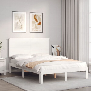 vidaXL Bedframe zonder matras massief grenenhout wit 120x200 cm