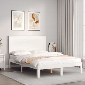 vidaXL Bedframe zonder matras massief grenenhout wit 140x200 cm
