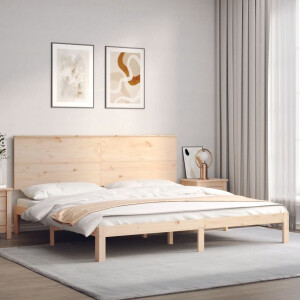 vidaXL Bedframe met hoofdbord massief hout