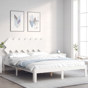 vidaXL Bedframe zonder matras massief grenenhout wit 140x190 cm