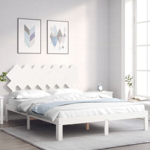 vidaXL Bedframe zonder matras massief grenenhout wit 140x200 cm
