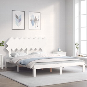 vidaXL Bedframe zonder matras massief grenenhout wit 160x200 cm