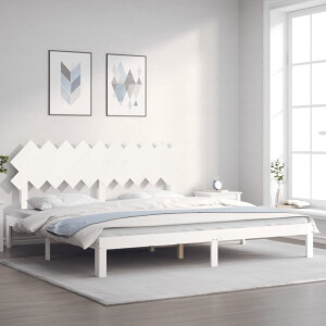 vidaXL Bedframe zonder matras massief grenenhout wit 200x200 cm