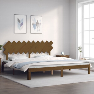 vidaXL Bedframe met hoofdbord massief hout honingbruin 200x200 cm