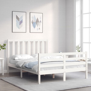 vidaXL Bedframe zonder matras massief grenenhout wit 140x190 cm