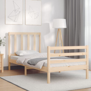 vidaXL Bedframe met hoofdbord massief hout