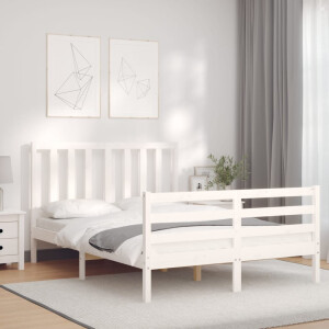 vidaXL Bedframe zonder matras massief grenenhout wit 140x190 cm