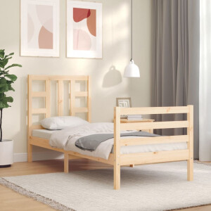 vidaXL Bedframe met hoofdbord massief hout