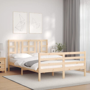vidaXL Bedframe met hoofdbord massief hout