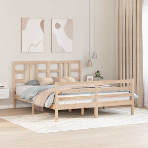 vidaXL Bedframe met hoofdbord massief hout 160x200 cm