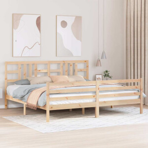 vidaXL Bedframe met hoofdbord massief hout 200x200 cm