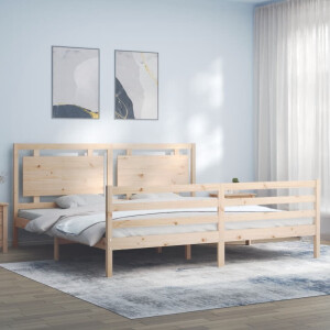 vidaXL Bedframe met hoofdbord massief hout