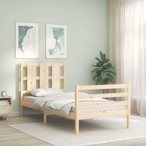 vidaXL Bedframe met hoofdbord massief hout