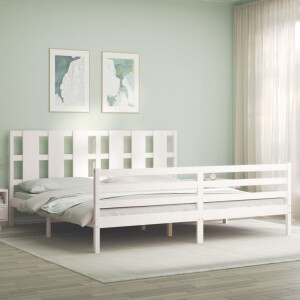 vidaXL Bedframe met hoofdbord massief hout wit