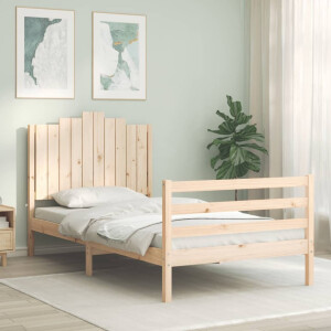 vidaXL Bedframe met hoofdbord massief hout 100x200 cm