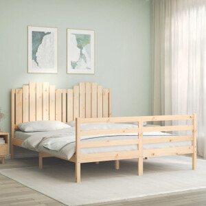 vidaXL Bedframe met hoofdbord massief hout 160x200 cm