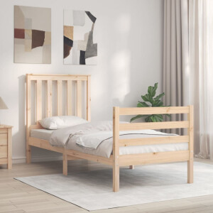 vidaXL Bedframe met hoofdbord massief hout
