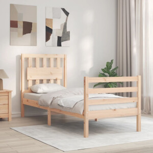 vidaXL Bedframe met hoofdbord massief hout
