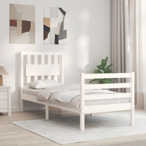 vidaXL Bedframe met hoofdbord massief hout wit