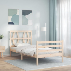 vidaXL Bedframe met hoofdbord massief hout 100x200 cm