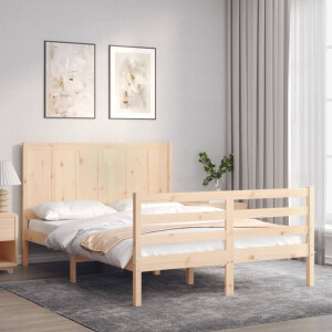 vidaXL Bedframe met hoofdbord massief hout 140x190 cm