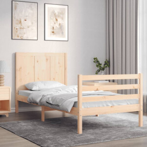 vidaXL Bedframe met hoofdbord massief hout 100x200 cm