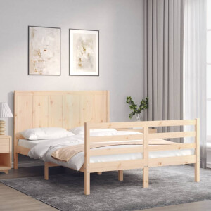 vidaXL Bedframe met hoofdbord massief hout 140x200 cm