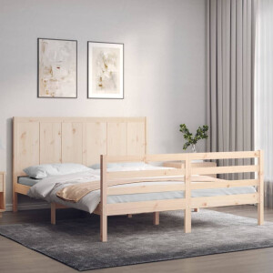 vidaXL Bedframe met hoofdbord massief hout