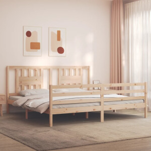 vidaXL Bedframe met hoofdbord massief hout 200x200 cm