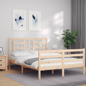 vidaXL Bedframe met hoofdbord massief hout
