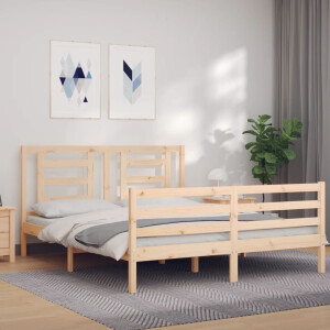 vidaXL Bedframe met hoofdbord massief hout 160x200 cm