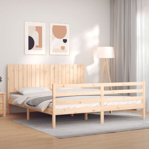 vidaXL Bedframe met hoofdbord massief hout