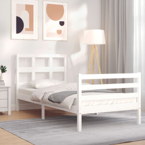 vidaXL Bedframe met hoofdbord massief hout wit