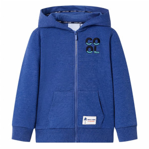 vidaXL Kindervest met capuchon en rits 92 gemêleerd donkerblauw