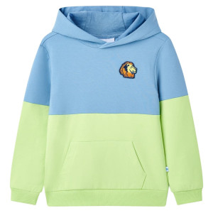 vidaXL Kindertrui met capuchon 92 blauw en zachtgeel