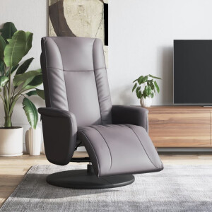 vidaXL Fauteuil verstelbaar met voetensteun kunstleer grijs