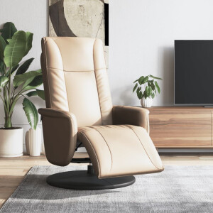 vidaXL Fauteuil verstelbaar met voetensteun kunstleer cappuccinokleur
