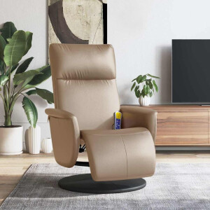 vidaXL Massagestoel verstelbaar met voetensteun kunstleer cappuccino