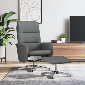 vidaXL Fauteuil verstelbaar met voetenbank stof donkergrijs