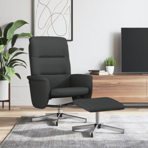 vidaXL Fauteuil verstelbaar met voetenbank stof zwart