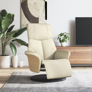 vidaXL Fauteuil verstelbaar met voetensteun kunstleer crèmekleurig