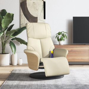 vidaXL Massagestoel verstelbaar met voetensteun kunstleer crèmekleurig